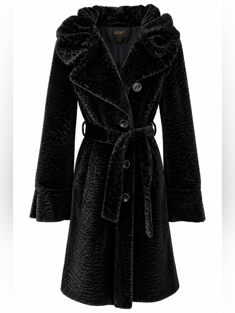 Vintage 90s ICON Black Velvet Coat